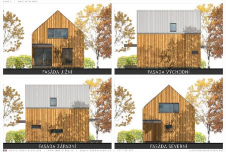 WOOD I. | Ortogonální pohledy na jednotlivé fasády. 
